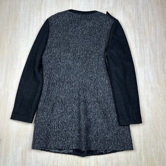 Tahari Gray Wool Blend Colorblock Winter Full Zip Chic Structured Coat jacket 12 - Picture 8 of 15